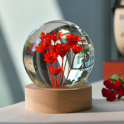Daisy Gift 3D Crystal Ball for Her Women 2.56'' Red Daisies Gifts for Girl Mom with Lighting Base
