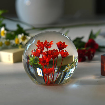 Daisy Gift 3D Crystal Ball for Her Women 2.56'' Red Daisies Gifts for Girl Mom with Lighting Base