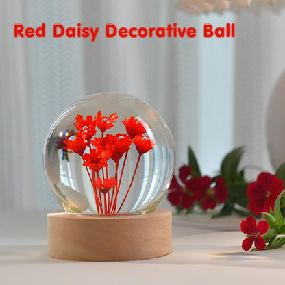 Daisy Gift 3D Crystal Ball for Her Women 2.56'' Red Daisies Gifts for Girl Mom with Lighting Base