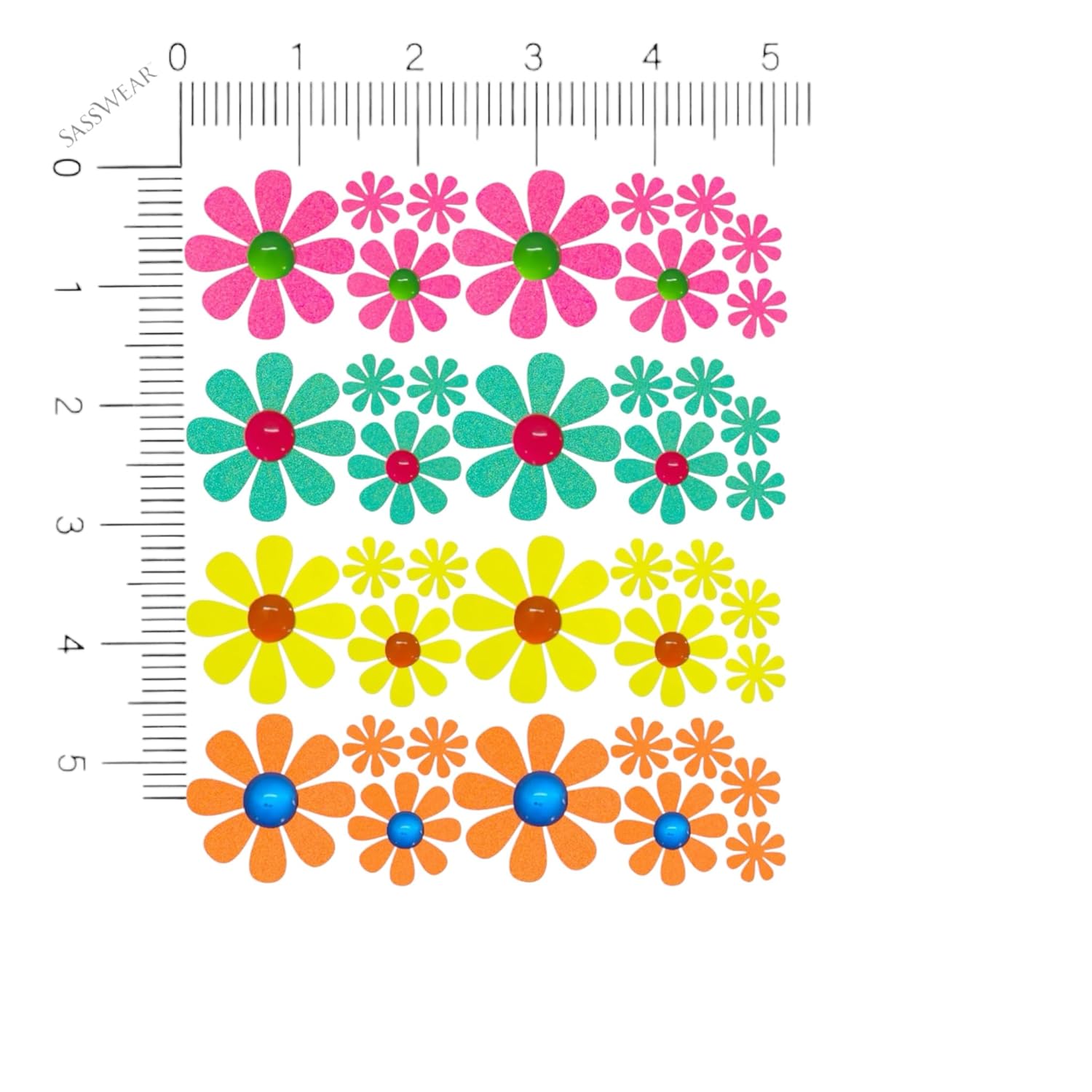 Sasswear Blacklight Body Stickers - Neon Fashion Accessories for Raves, Festivals and Glow Parties, 40/pk (Daisy)