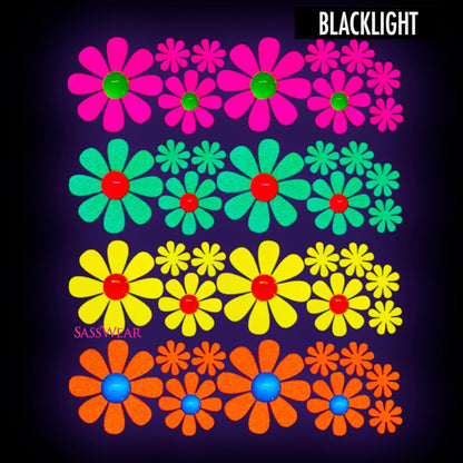 Sasswear Blacklight Body Stickers - Neon Fashion Accessories for Raves, Festivals and Glow Parties, 40/pk (Daisy)